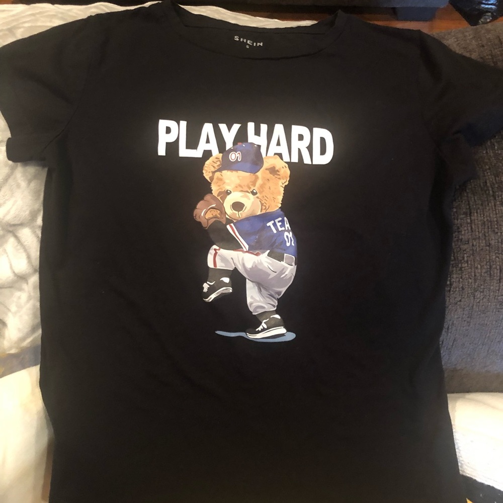 Shein black fitted Tee Sz Small